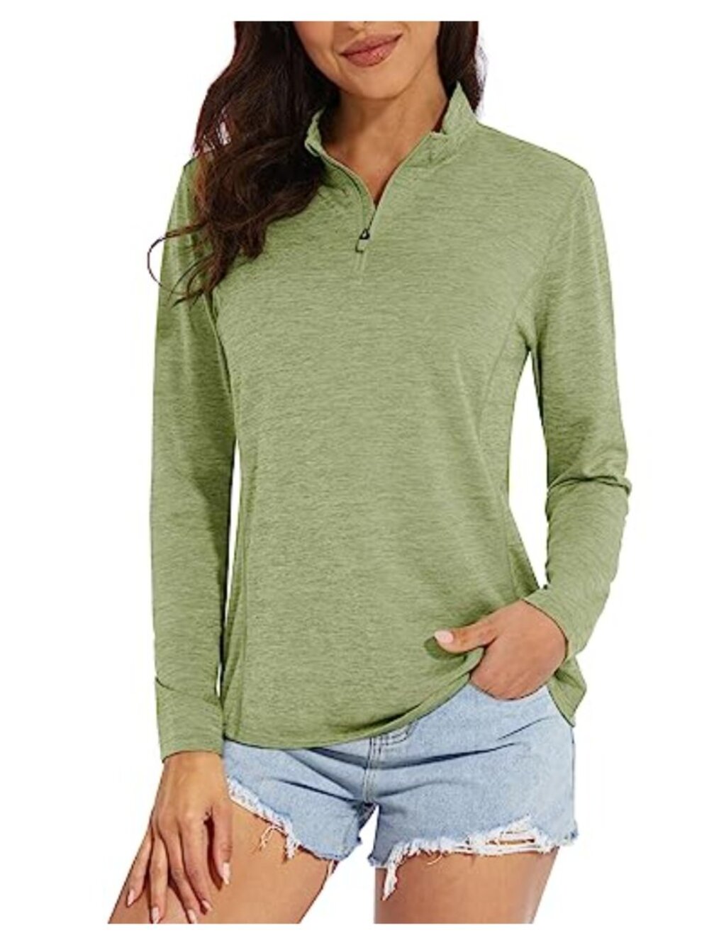 Women's 1/4 Zip Pullover Long Sleeve Quick Dry UV Protection Athletic Shirt